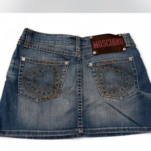 Moschino Heart Stud Denim Mini — The Ultimate Y2K Luxury Statement